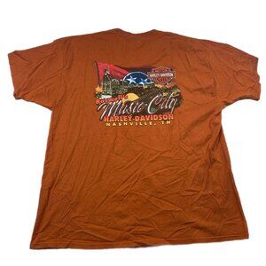 Harley Davidson Nashville T-Shirt Mens XXL Orange Music City Short Sleeve VTG
